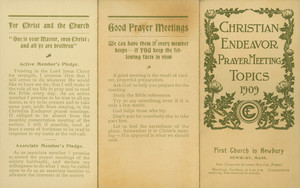 Christian endeavor prayer meeting topics, 1909, First Church in Newbury, Newbury, Mass., 1909