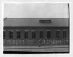 View of building with advertising graffiti