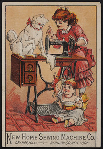 Trade card for the New Home Sewing Machine Co., Orange, Mass. and 30 Union Square, New York, New York, undated