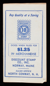 Buy quality at a saving, save Discount Stamps today, Discount Stamp Co., Inc., Norway, Maine, sales office North Conway, New Hampshire