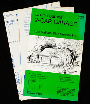 Do-it-yourself 2-car garage from National Plan Service, Inc., design no. P-2010, Elmhurst, Illinois