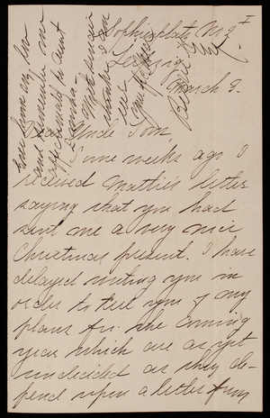 Bessie Hunt to Thomas Lincoln Casey, March 3, 1893