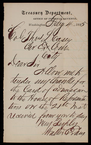 [Walter Evans] to Thomas Lincoln Casey, February 4, 1885
