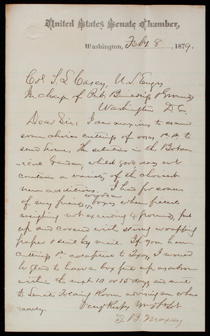 Senator Maxey to Thomas Lincoln Casey, February 8, 1879