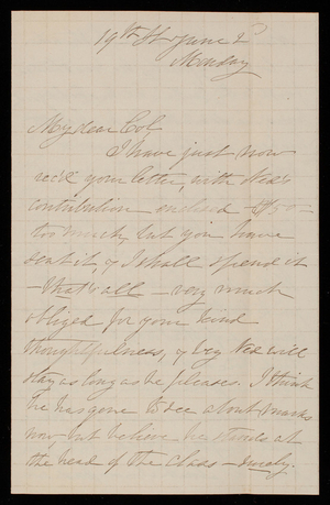 Alice W. Babcock to Thomas Lincoln Casey, June 2, 1884