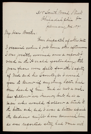 Admiral Silas Casey to Thomas Lincoln Casey, January 3, 1891