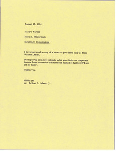 Memorandum from Mark H. McCormack to Marlyn Warner