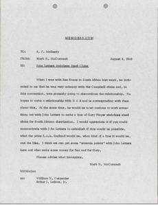 Memorandum from Mark H. McCormack to A. F. Mulberry