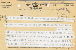 Telegram from Ray Cave