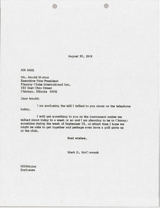 Letter from Mark H. McCormack to Arnold Morton