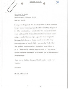 Letter from Mark H. McCormack to Robert G. Bickel