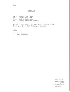 Fax from Mark H. McCormack to Hiroshi Kurihara