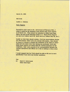 Memorandum from Judy A. Chilcote to Bill Orde