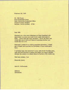 Letter Mark H. McCormack to Bill Foster