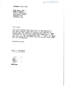 Letter from Mark H. McCormack to Alan Hart