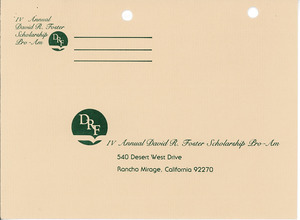 David R. Foster Scholarship Pro-Amateur reply envelope