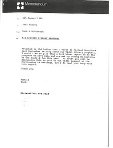 Memorandum from Mark H. McCormack to Jeff Harvey