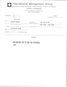 Fax from Michelle Lane to Barry Frank
