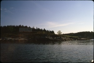 Harry and Betsy Hollins' summer home on island in mouth of Kennebec River