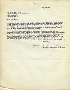 Letter from Florence Loeb Kellogg to John Nevin Sayre