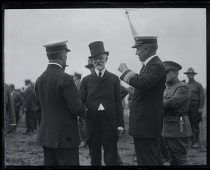 Henry Cabot Lodge being greeted at Fort Devens