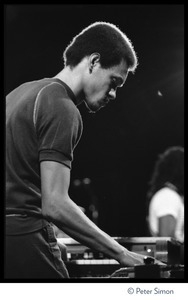 Robbie Lyn, keyboard player for Peter Tosh, performing on Saturday Night Live