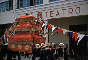 Coffin in a funeral procession