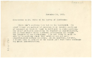 Memorandum from W. E. B. Du Bois to Walter White