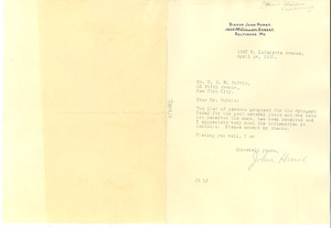 Letter from Bishop John Hurst to W. E. B. Du Bois