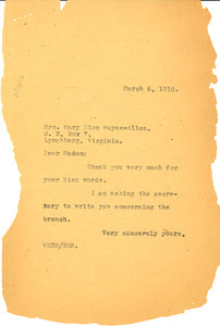Letter from W. E. B. Du Bois to Mary Rice Hayes-Allen