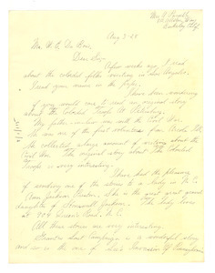 Letter from Mrs. A. Pursell to W. E. B. Du Bois