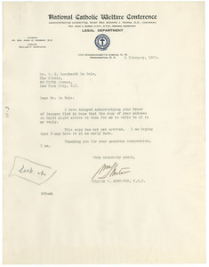 Letter from William F. Monatvon to W. E. B. Du Bois
