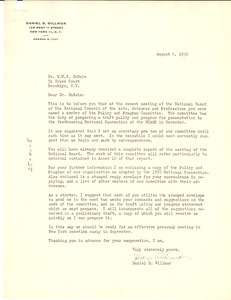 Letter from National Council of the Arts, Sciences and Professions to W. E. B. Du Bois