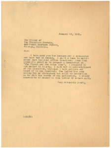 Letter from W. E. B. Du Bois to Chicago Defender