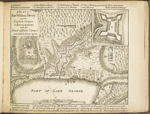 A plan of Fort William Henry and the English camps & retrenchments with the French different camps and attack there upon