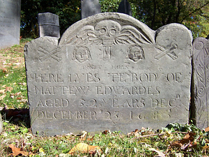 Matthew Edwardes headstone, Old Burying Ground, Wakefield, Mass.