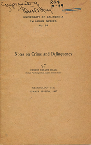 Notes on crime and delinquency