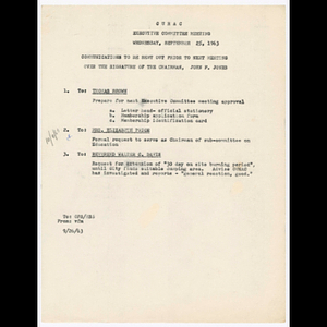 CURAC Executive Committee Meeting, Wednesday September 25, 1963
