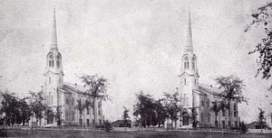 Stereograph of the First Parish Congregational Church circa 1880s