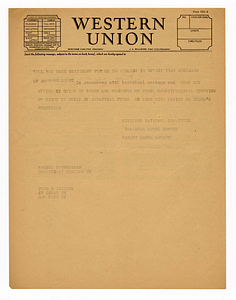 Telegram from Citizens National Committee for Sacco and Vanzetti to Samuel Untermeyer and John D. Lindsay, circa August 1927