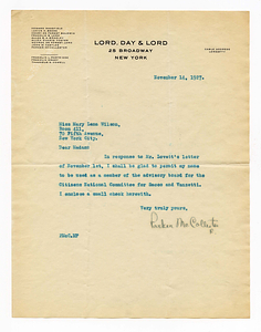 Letter from Parker McCollester to Mary Lena Wilson, November 14, 1927