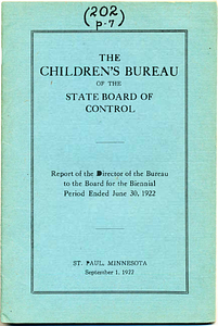 Report of the Director of the Bureau to the board for the biennial period ended June 30, 1922