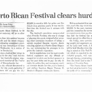 Boston Globe article, Puerto Rican Festival clears hurdles