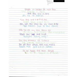 Poem sent to the city of Boston from a student in California