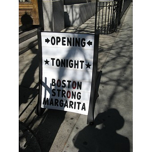 Sign advertising "Boston Strong Margarita"