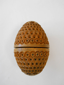 Wooden egg form spice box, 19th - 20th century