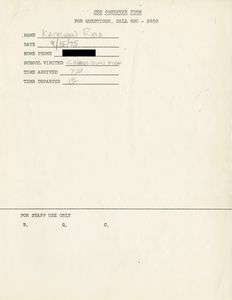 Citywide Coordinating Council daily monitoring report for Charlestown High School by Kathleen Field, 1975 September 15