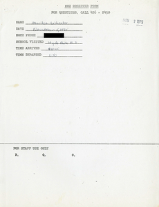 Citywide Coordinating Council daily monitoring report for Hyde Park High School by Marilee Wheeler, 1975 November 5