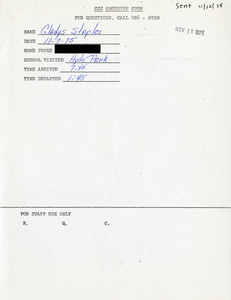 Citywide Coordinating Council daily monitoring report for Hyde Park High School by Gladys Staples, 1975 November 7