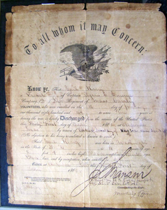 Civil War discharge document